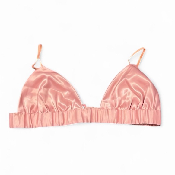 AFRM Frieda Satin Shirt & Bra Set Blush Pink XS